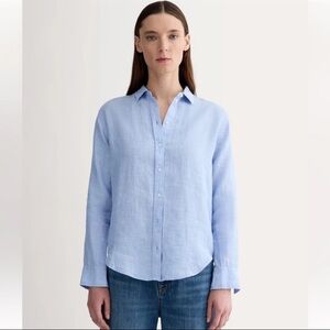 Everlane Women’s Essential Casual Light Blue 100% Linen Button Down Shirt Sz 00